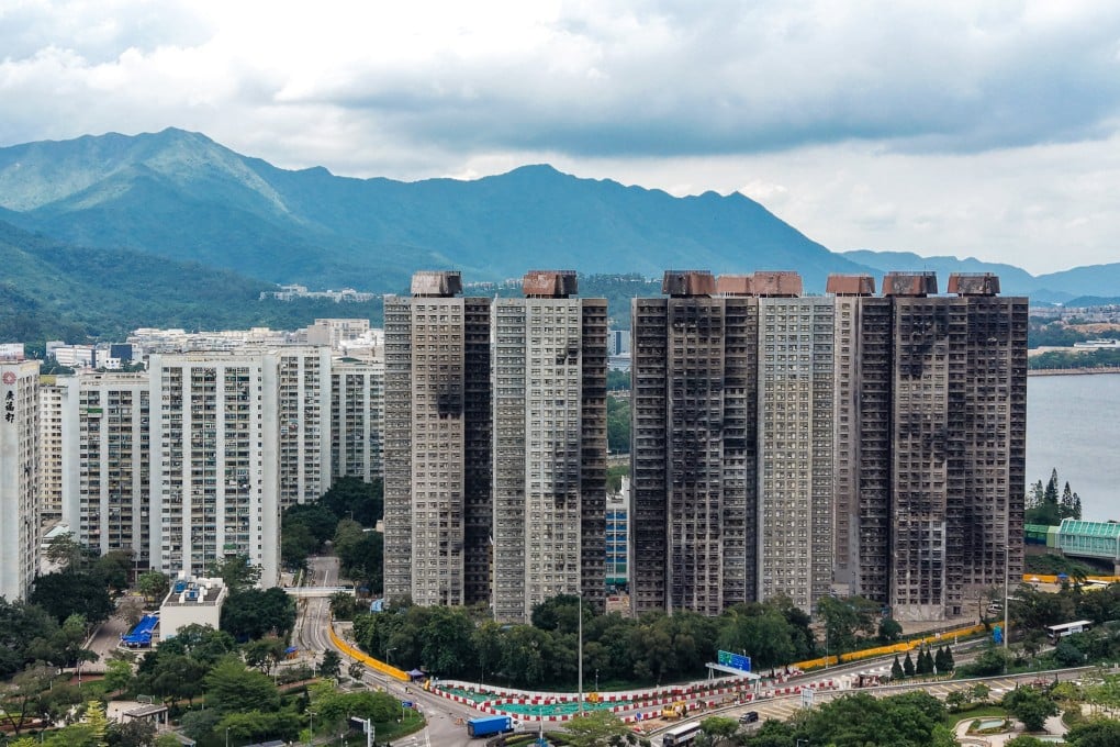 Seven of the eight high-rise towers at Wang Fuk Court in Tai Po were ravaged by fire last November. Photo: Elson Li