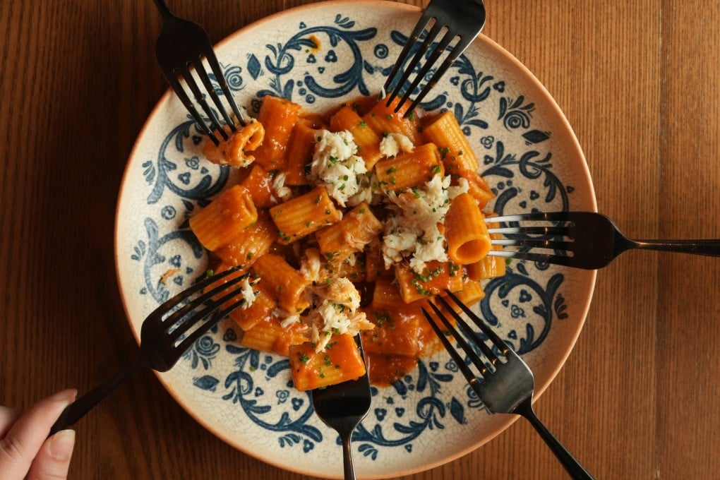 The blue crab rigatoni at the limited-time Wan Chai pop-up, Marrow. Photo: Handout