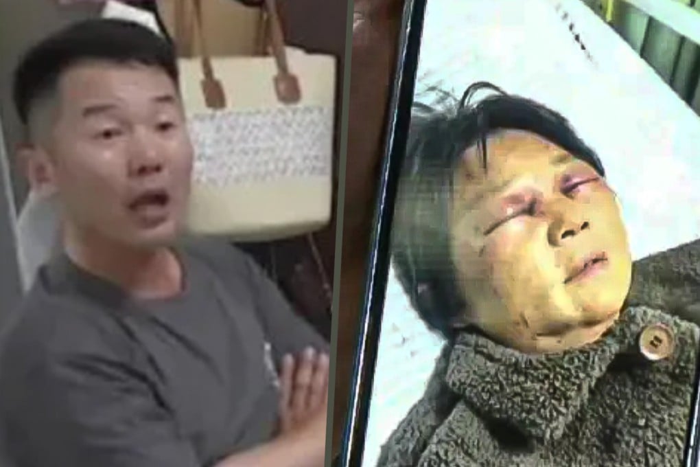 A Chinese woman has sparked widespread outrage after assaulting her mother-in-law and fracturing her ribs over a childcare dispute. Making matters worse, the older woman’s son, left, openly sided with his wife. Photo: SCMP composite/QQ.com