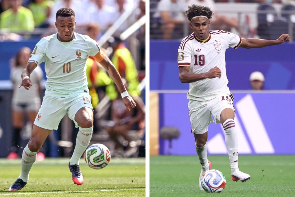 (COMBO) This combination of files photos created on July 12, 2026, shows France’s forward #10 Kylian Mbappe in Foxborough on July 9, 2026 (L); and Spain’s forward #19 Lamine Yamal in Arlington on July 6, 2026. France and Spain will meet in a 2026 World Cup semi-finall football match at the Dallas Stadium in Arlington on July 14, 2026. (Photo by Mauro PIMENTEL and Thomas COEX / AFP)
