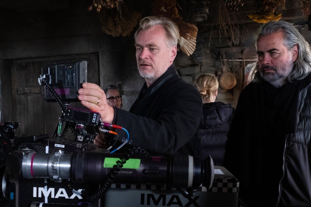 Director Christopher Nolan (centre) and cinematographer Hoyte van Hoytema are pictured on the set of The Odyssey. Photo: Universal Pictures via AP