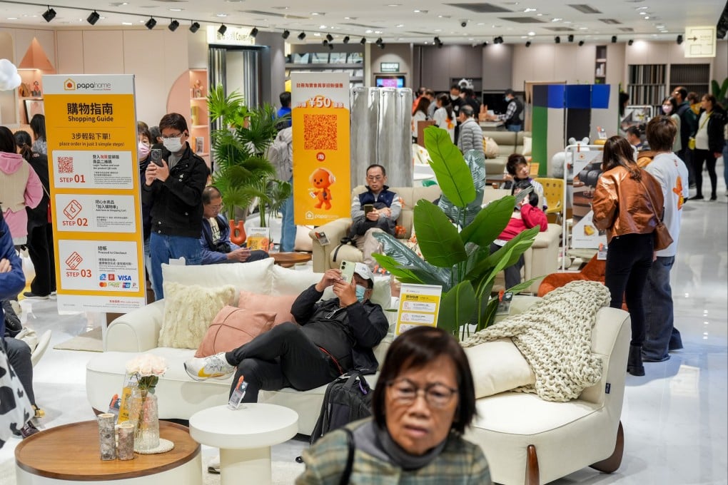 Customers shop in Taobao Hong Kong's furniture store at China Hong Kong City. Photo: Eugene Lee