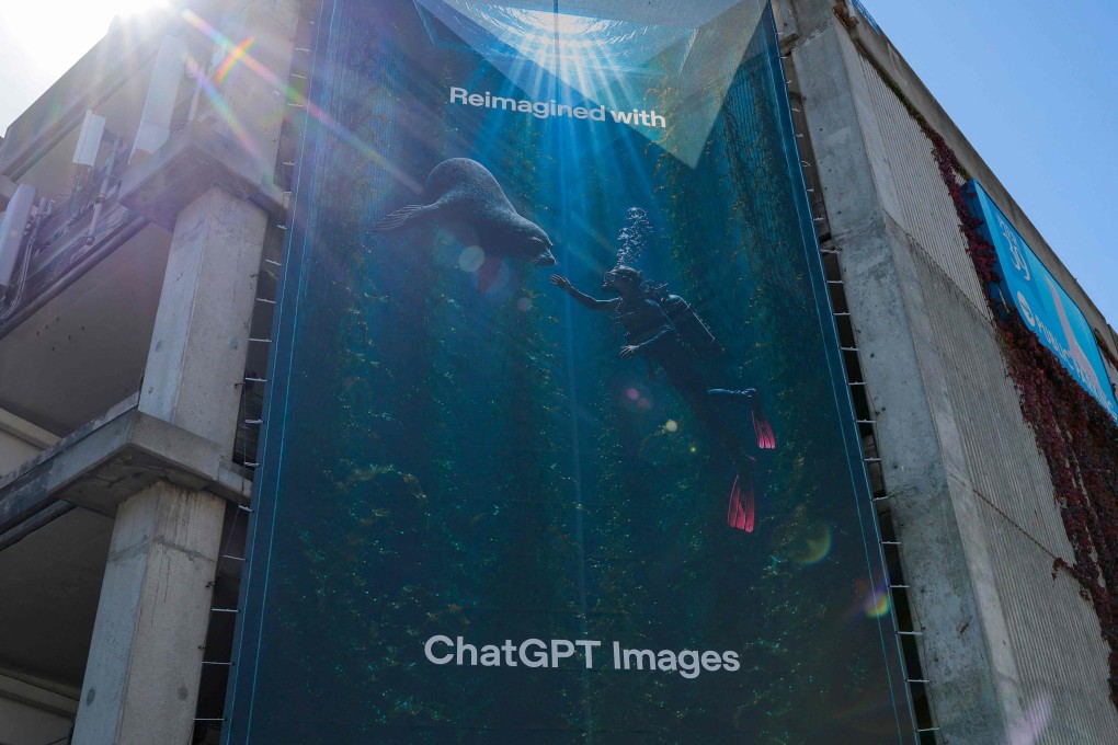 An advertisement for ChatGPT Images hangs on a building in San Francisco on Sunday. Photo: Getty Images