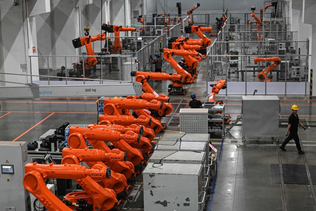 An industrial robot assembly line in Foshan, Guangdong province. Photo: AFP