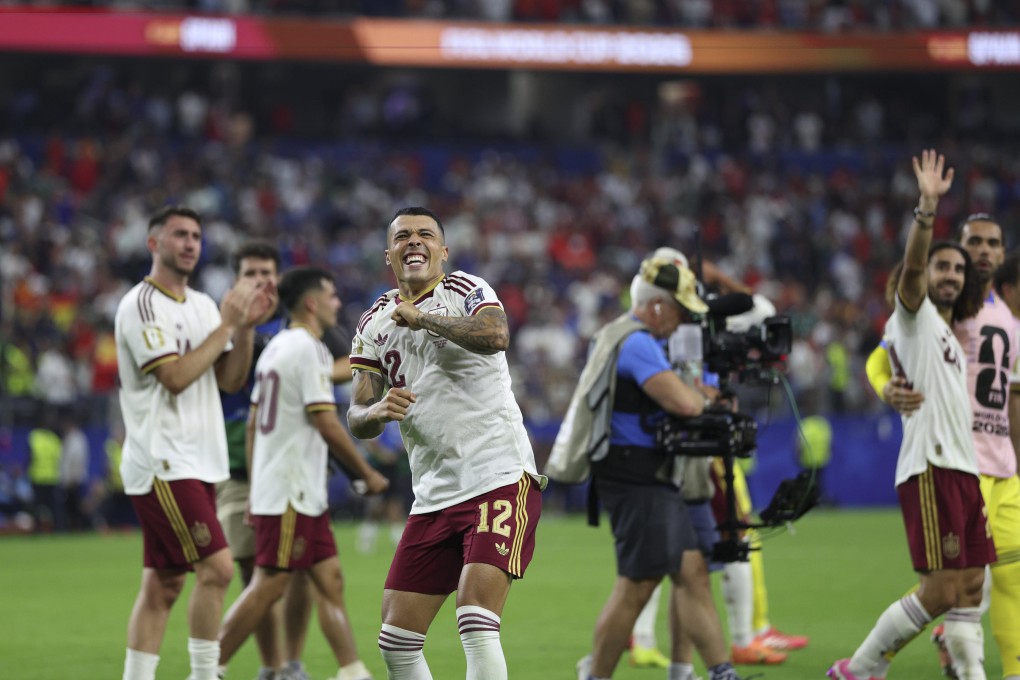 Pedro Porro (front) leads the celebrations after Spain's win over France in the first semi-final of the World Cup on Tuesday. Photo: Xinhua