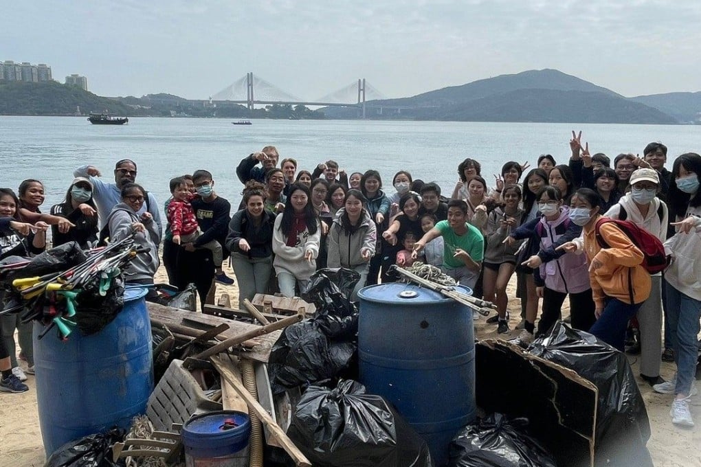 Volunteers pose with rubbish collected at Green Hour’s recent beach clean-up on June 2 in Hong Kong. This Sunday, Green Hour will conduct a Pok Fu Lam Country Park trail clean-up. Photo: Instagram/greenhourhk