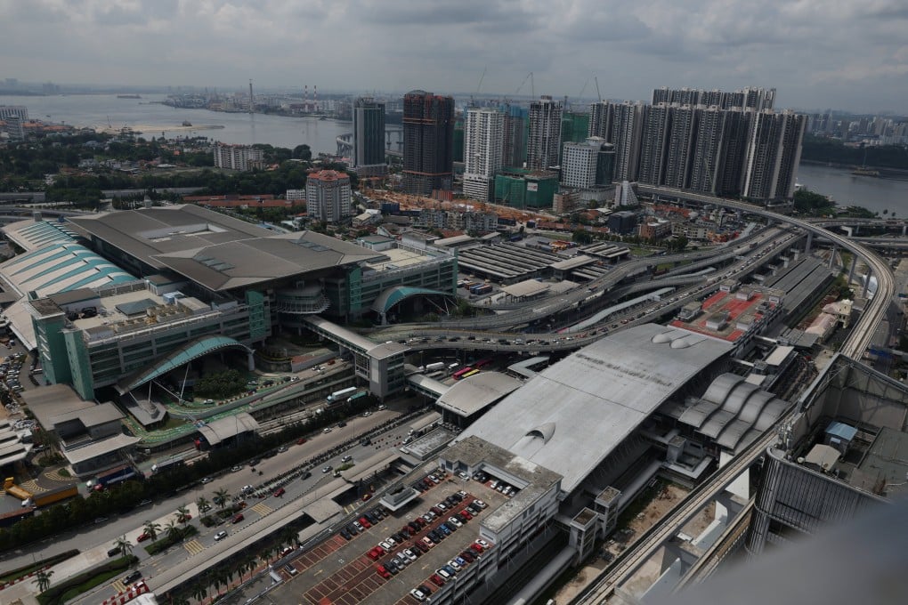 A view of the tracks of the Johor Bahru-Singapore Rapid Transit System (RTS) Link running past the Customs, Immigration and Quarantine complex in Johor Bahru, Malaysia, on July 6. Photo: Reuters