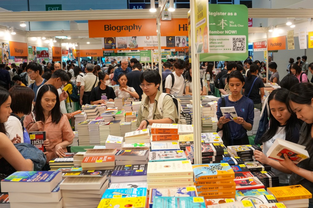 Visitors browse books on July 15, 2026, the first day of the Hong Kong Book Fair at the Hong Kong Convention and Exhibition Centre in Wan Chai. Photo: Sam Tsang