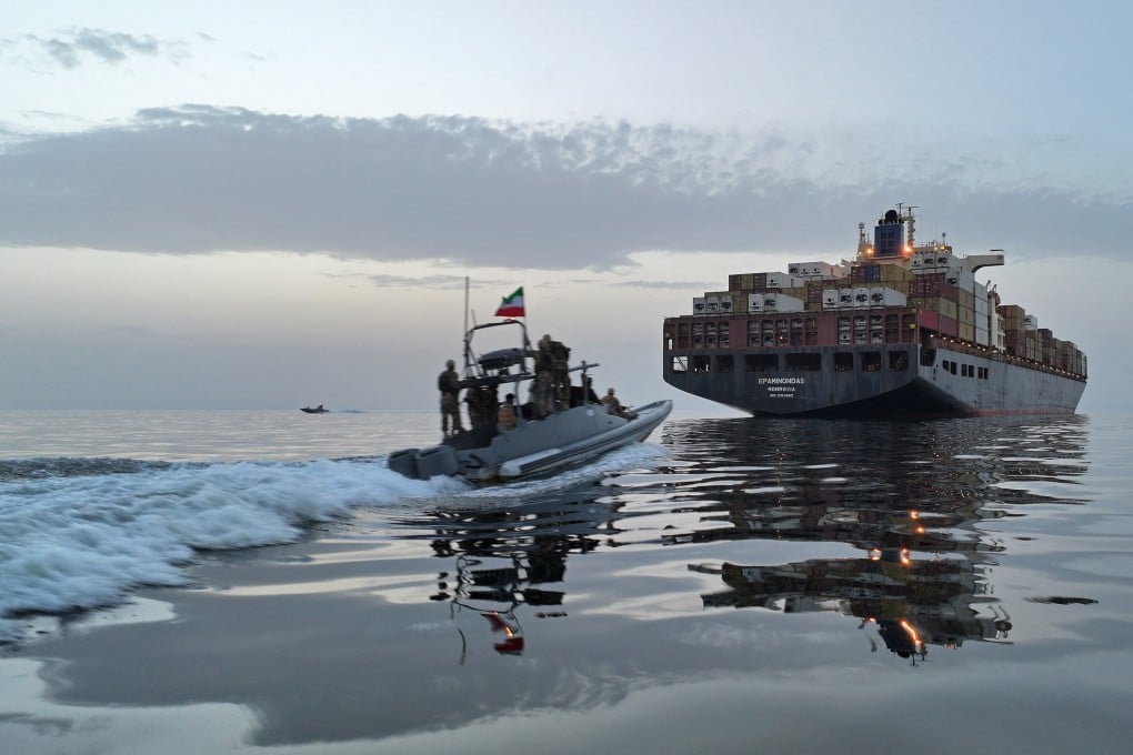 Iran’s Revolutionary Guards allegedly take part in an operation to seize ships attempting to cross the Strait of Hormuz in April. Photo: AFP/Getty Images/TNS