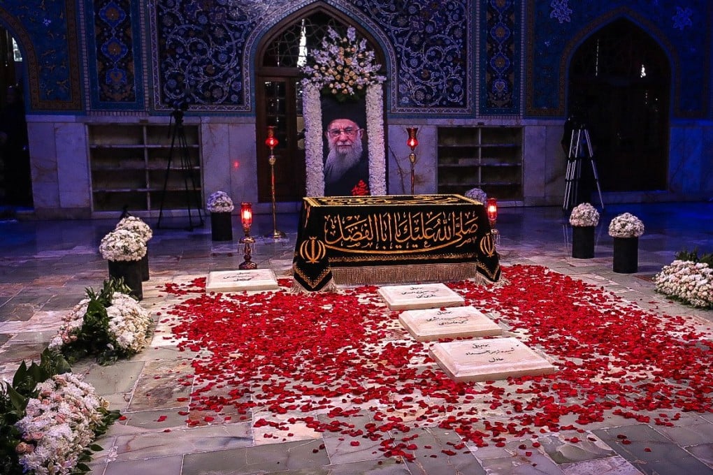 The grave of Iran’s former supreme leader, Ayatollah Ali Khamenei, is seen inside the Imam Reza shrine in the city of Mashhad, Iran, on July 10. Photo: Iranian Supreme Leader Office/EPA