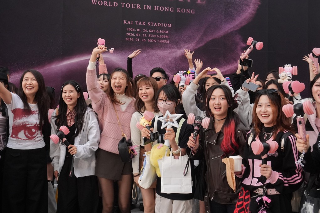 Blackpink fans take pictures on the way to Hong Kong’s Kai Tak Stadium, where the K-pop group performed as part of their “Deadline” world tour on January 24. Photo: Elson Li
