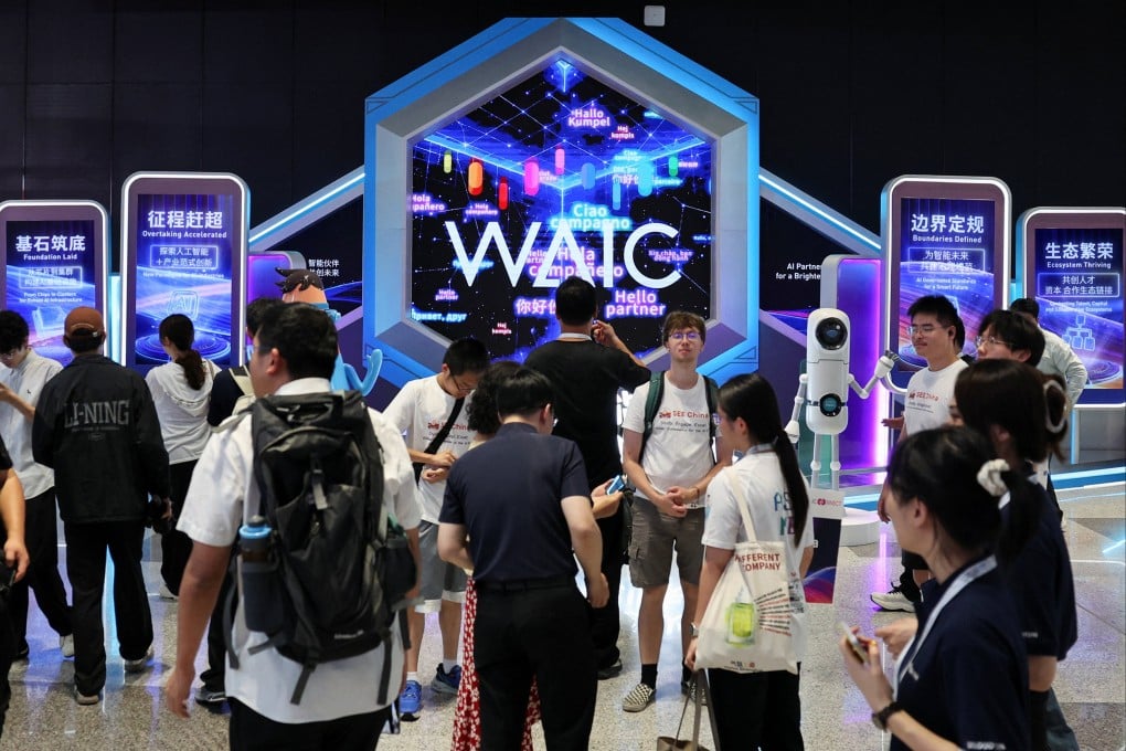 People visit the World Artificial Intelligence Conference in Shanghai on July 17. Photo: Reuters