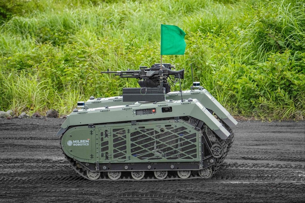 An unmanned ground vehicle is deployed in the Japan Ground Self-Defence Forces’ largest annual live-fire drill in Gotemba, Japan, on June 7. Photo: AFP