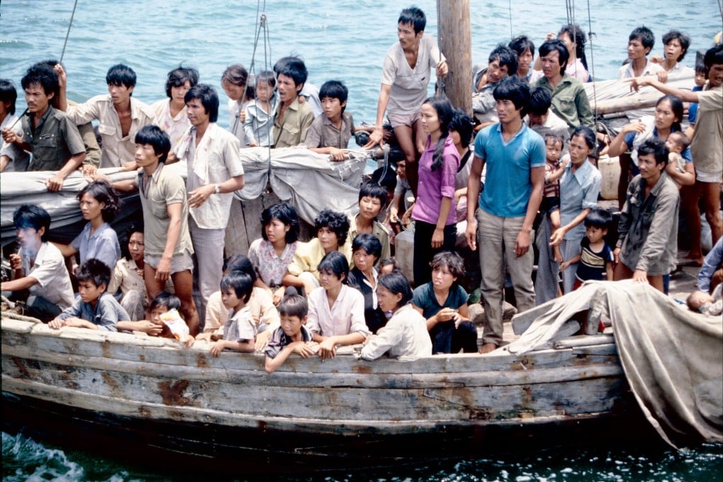 Vietnamese refugees arrive in Hong Kong. Some are wearing the green or khaki shirts of the Vietnamese military. Photo: courtesy of Les Bird
