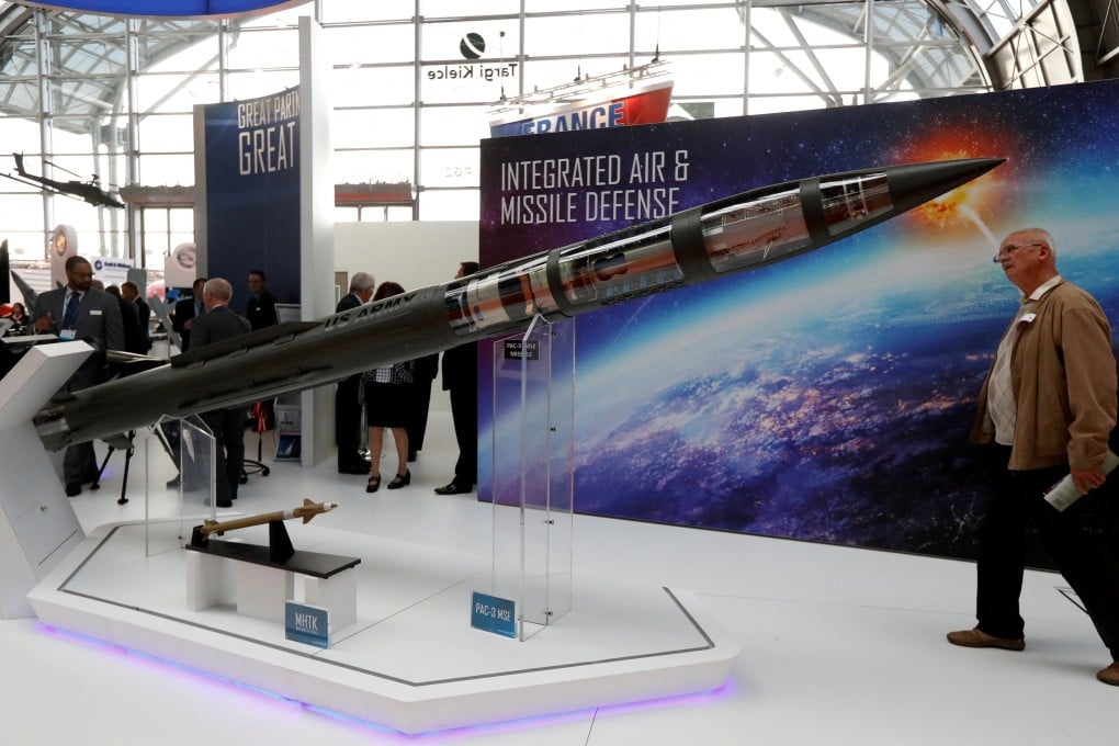 A man looks at a PAC-3 MSE model by Lockheed Martin at an international military fair in Kielce, Poland, in September 2017. Photo: Reuters