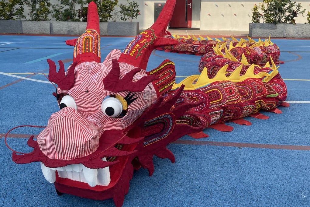 Sha Tin Junior School in Hong Kong created a dramatic dragon costume as part of a community embroidery project. Photo: Handout