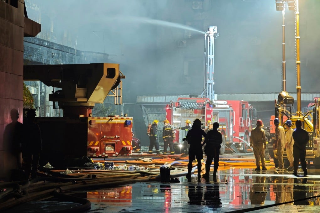Firefighters work at the scene of a footwear factory fire in Jinjiang, Fujian province, on July 9. Photo: Xinhua News Agency via AP