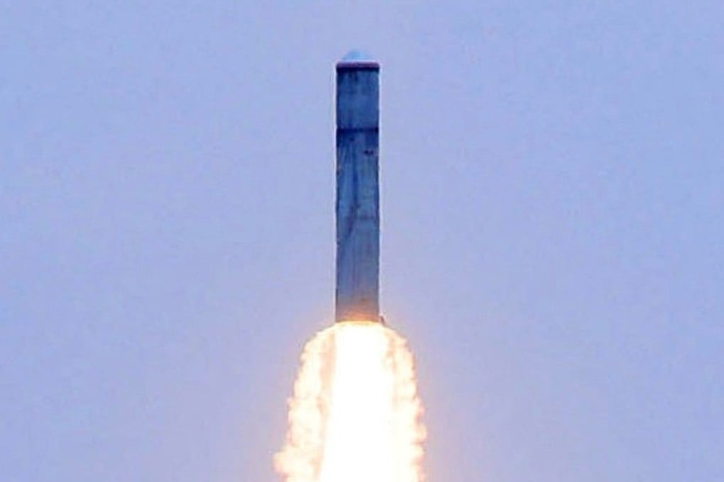 A ballistic missile test launched from a Chinese nuclear-powered submarine in the South Pacific on July 6. Photo: Xinhua/AP