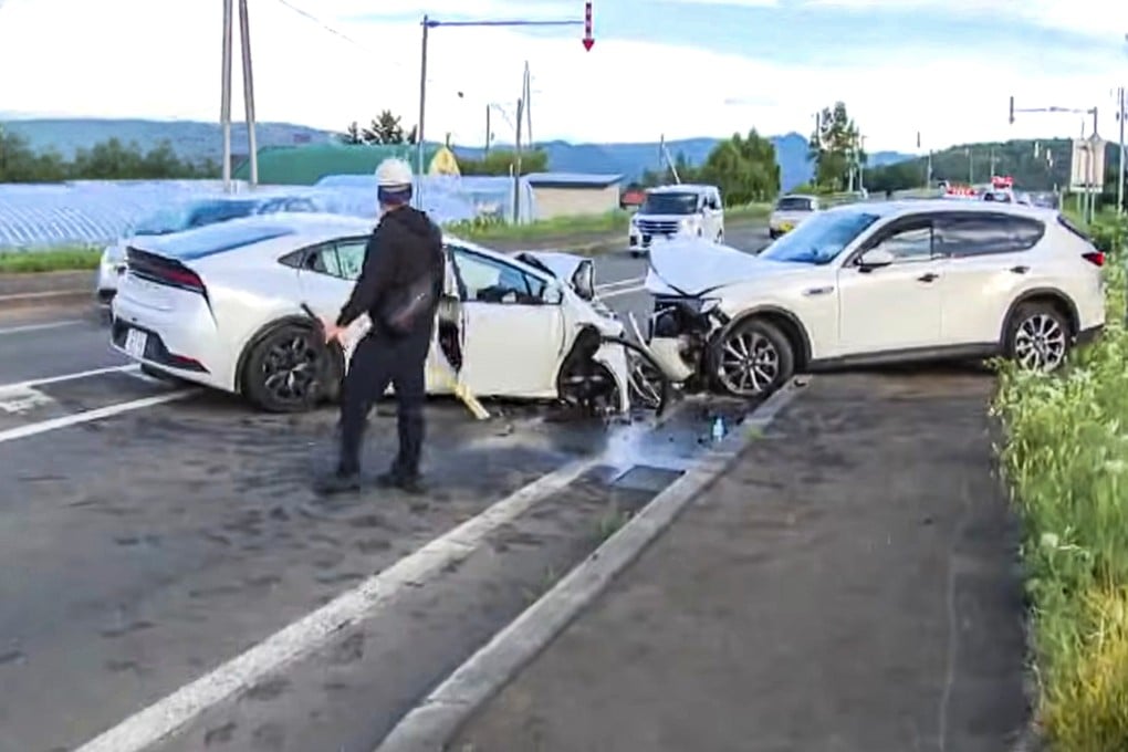 A Hong Kong woman was killed in a car accident in Hokkaido on Monday. Photo: HTB Hokkaido News