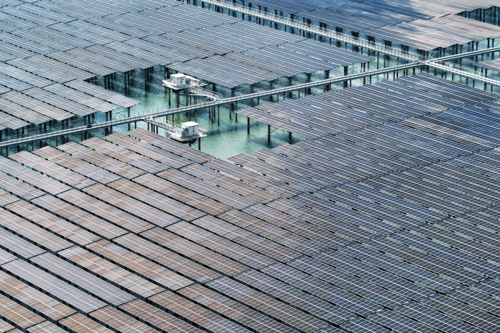 An offshore solar farm in Zhangzhou, in southeastern China’s Fujian province, on July 6. Photo: Xinhua