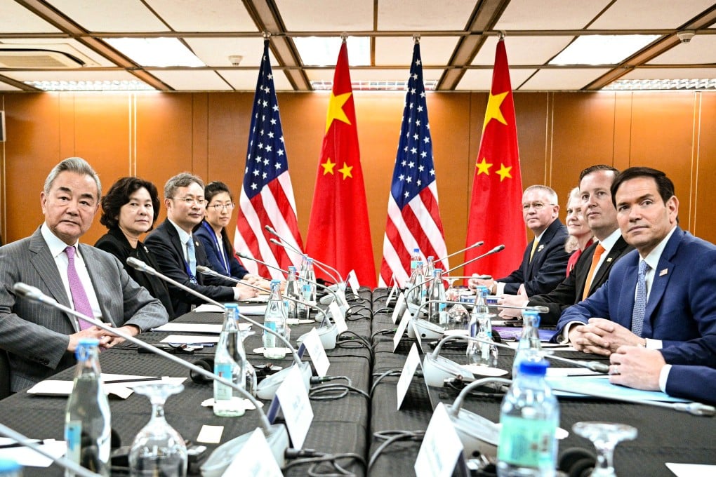 US Secretary of State Marco Rubio meets China’s Foreign Minister Wang Yi on the sidelines of Asean Foreign Ministers’ Meeting in Pasay, Metro Manila, the Philippines, on July 22. Photo: Reuters
