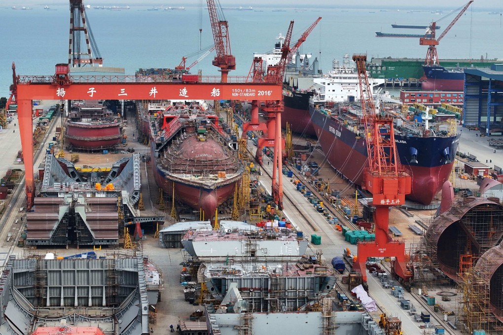 Ships under construction in Taicang, China. US lawmakers are examining ways to rebuild America’s severely diminished commercial fleet and counter China's shipbuilding dominance. Photo: AFP