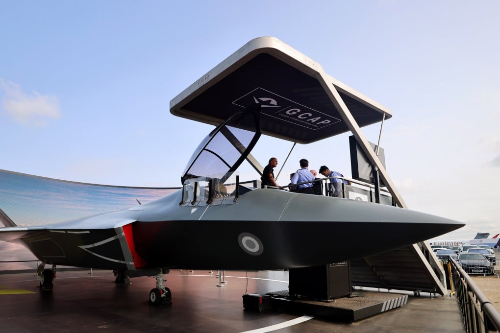 A mock-up of the GCAP fighter jet on display at the Farnborough International Airshow 2026 in Farnborough, Britain, on Tuesday. Photo: EPA