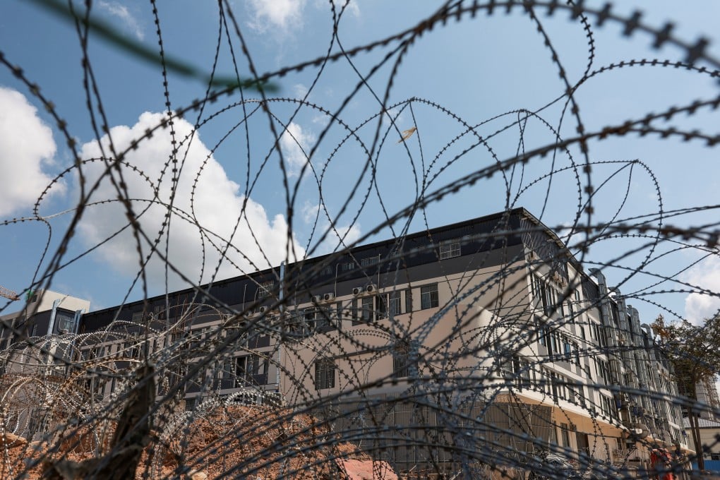 A compound near the Thai-Cambodian border Thailand’s military said was used for scam operations, pictured in March. Photo: Reuters