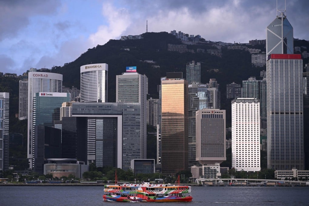 The Star Ferry sails past the Hong Kong skyline and Victoria Harbour on July 1. Photo: AFP