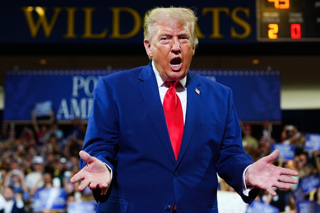 US President Donald Trump arrives to speak at a high school in Marietta, Georgia, on Wednesday. Photo: AP