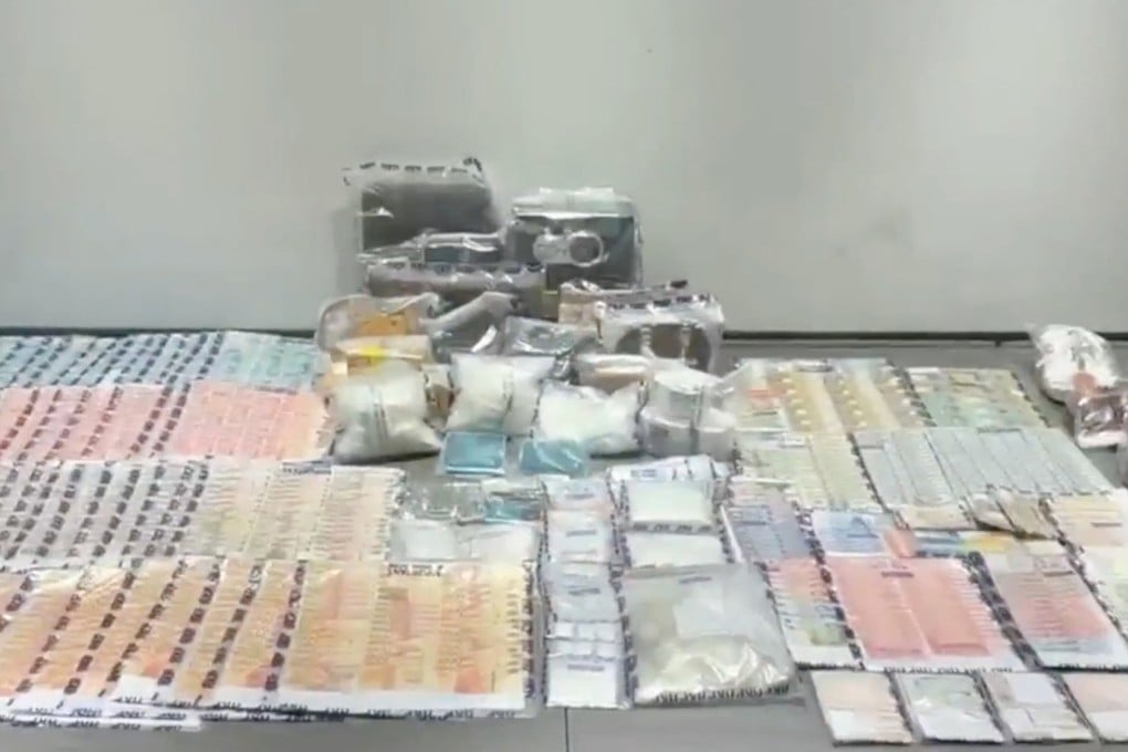 Police display evidence seized during the operation. Photo: Hong Kong Police Force