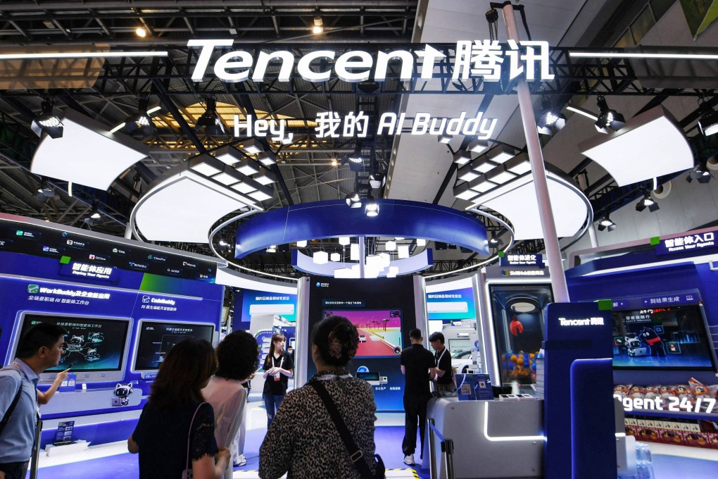 The Tencent booth at the World Artificial Intelligence Conference in Shanghai, July 17, 2026. Photo: CN-STR/AFP