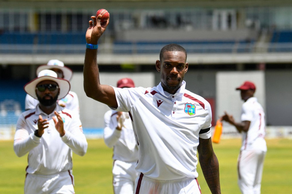 Justin Greaves claimed his maiden five-wicket haul as Pakistan were bowled out for 282 in reply to West Indies’ first-innings total of ⁠311. Photo: AFP