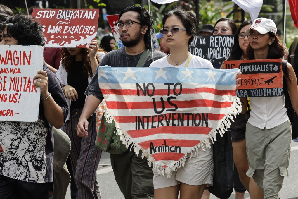 Protesters in Manila express opposition to the US-led Pax Silica international initiative, which brings countries together to secure global supply chains for advanced technologies. Photo: EPA