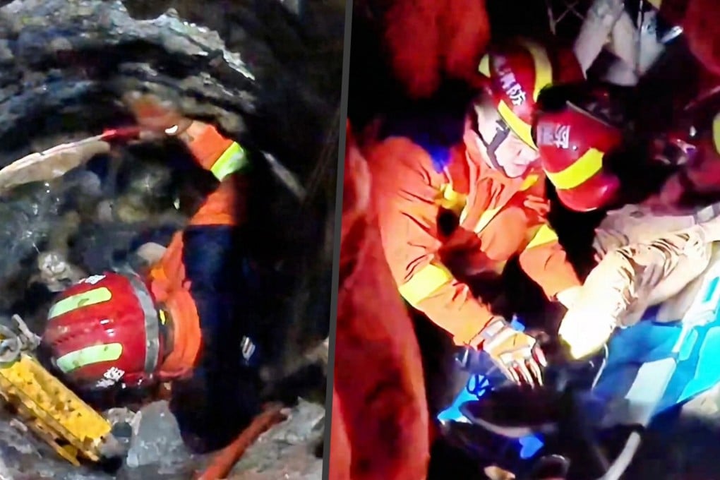 A couple went to a nearby grassland to catch cicadas one evening; when the wife fell into a five-metre-deep shaft, her husband jumped in after her to keep her company. Photo: SCMP composite/Douyin