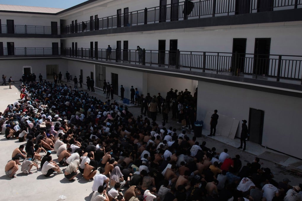 People from China, Vietnam and Ethiopia, believed to have been trafficked and forced to work in scam centres, are detained in Myawaddy district in eastern Myanmar on February 26, 2025. Photo: AP