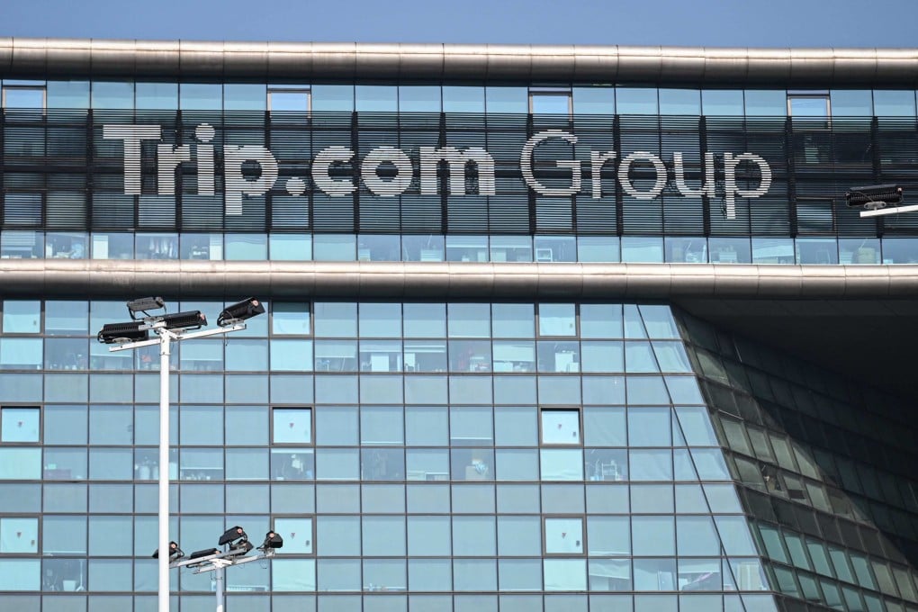 The logo of China’s travel agency Trip.com Group is seen at its headquarter in Shanghai on January 15. Photo: AFP