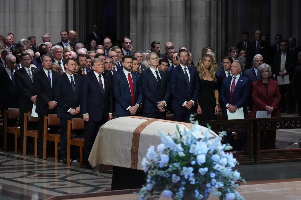 US President Donald Trump and other guests at Lindsey Graham's funeral. Photo: AP