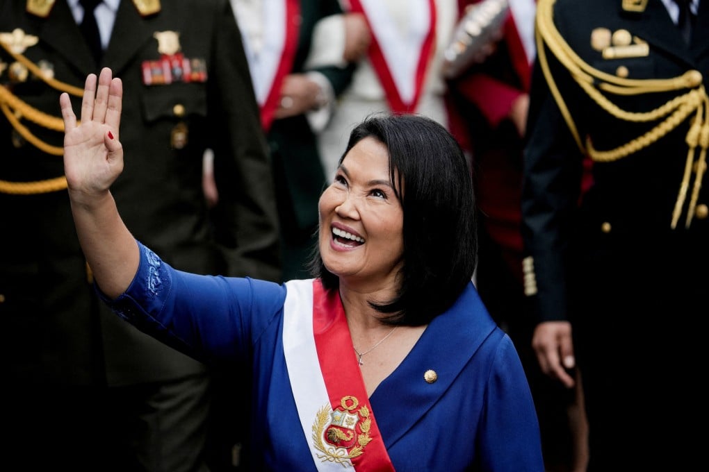 Peru’s President Keiko Fujimori after being sworn in on Tuesday. Photo: Reuters