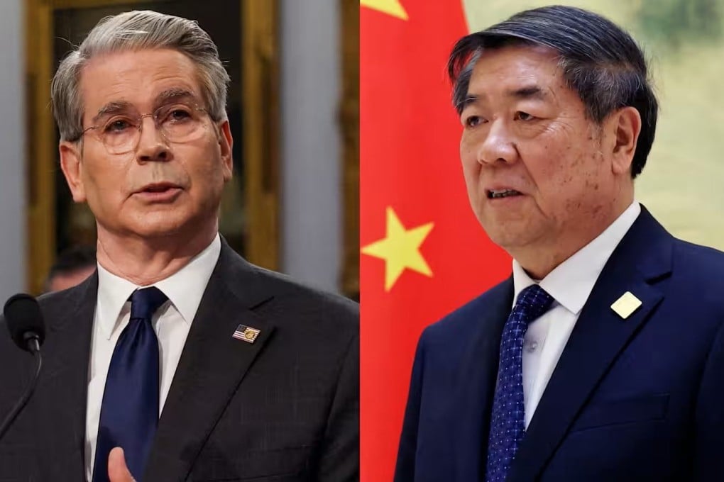 US Treasury Secretary Scott Bessent (left) and Chinese Vice-Premier He Lifeng. Photo: Reuters