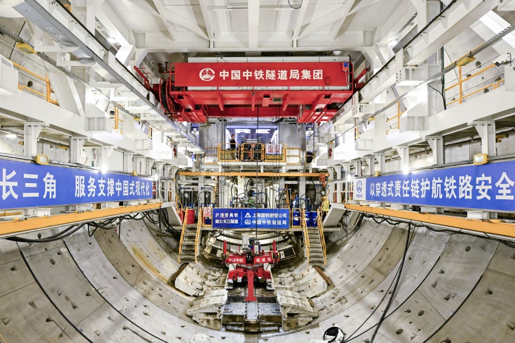 The shield tunneling machine “Linghang” in the Chongming-Taicang tunnel under the Yangtze River, taken on Thursday. Photo: Xinhua