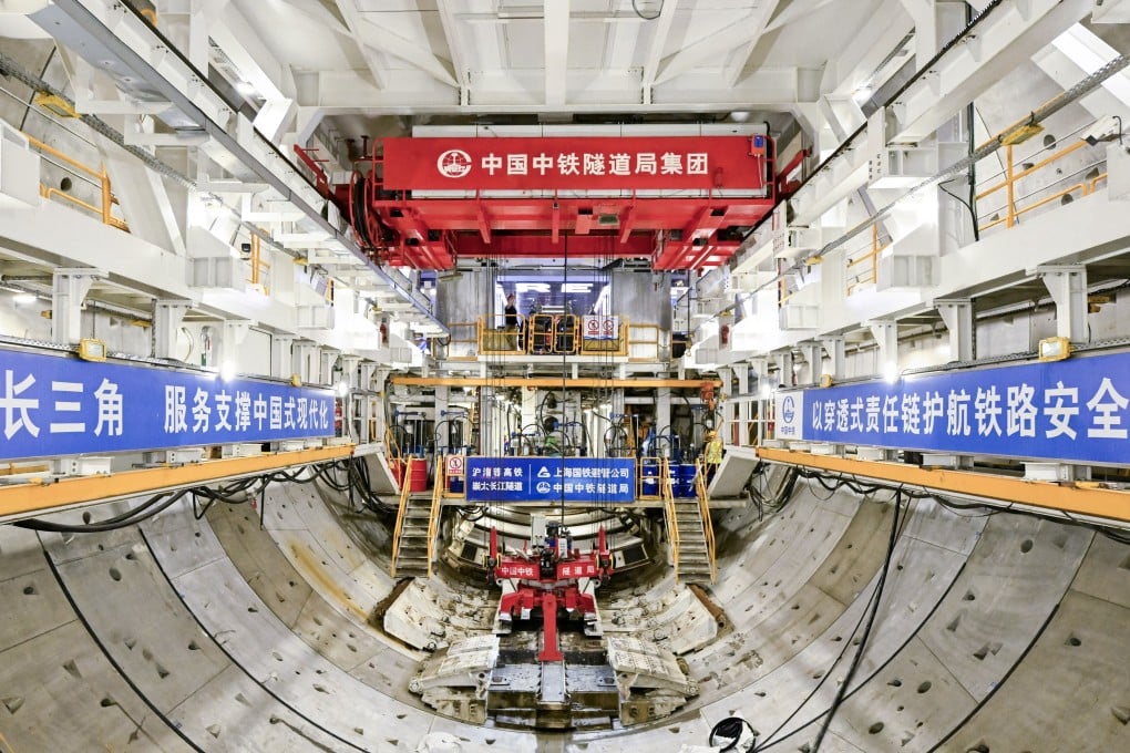 The shield tunneling machine “Linghang” in the Chongming-Taicang tunnel under the Yangtze River, taken on Thursday. Photo: Xinhua