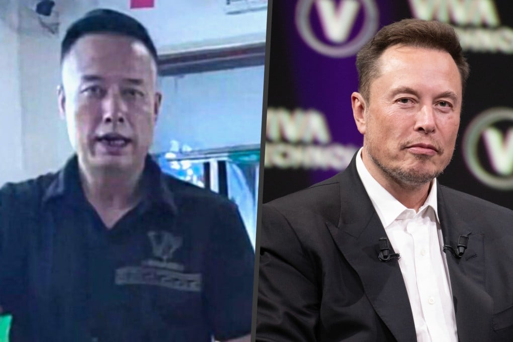 A Chinese barbecue chef, strikingly resembling Elon Musk, has taken social media by storm, attracting eager customers for both delicious food and memorable photos. Photo: SCMP composite/Shutterstock/Douyin