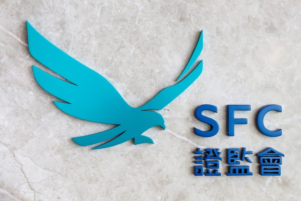 The logo of SFC is seen at the office of the Securities and Futures Commission (SFC) in Quarry Bay, Hong Kong, in March 2023. Photo: Yik Yeung-man