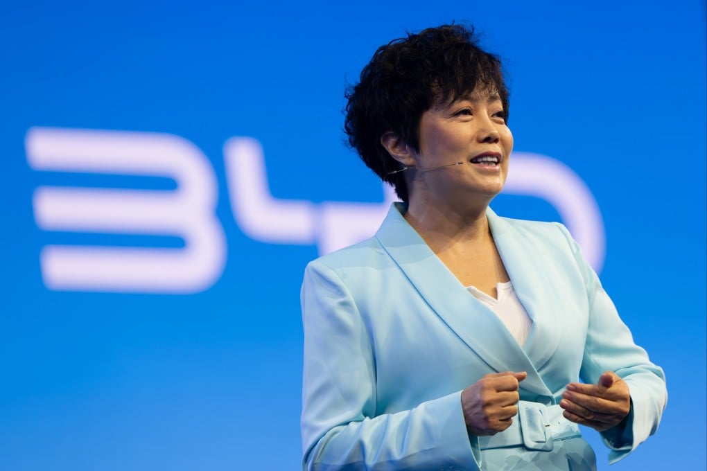 Stella Li, BYD's executive vice-president, at a press conference before the start of the International Motor Show (IAA Mobility) in Munich on September 8, 2025. In June, Li said the company had invested in humanoid robots. Photo: DPA
