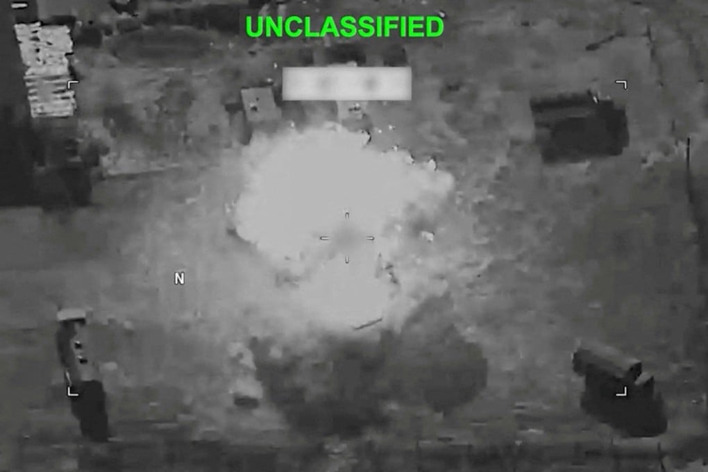 An explosion at an unknown location, during what the US military says are strikes on Iran. Photo: US Central Command via Reuters