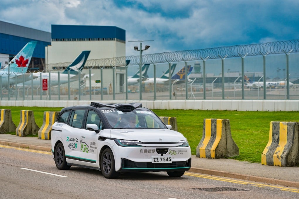 An Apollo Go vehicle at Chek Lap Kok on July 23. Photo: Elson Li