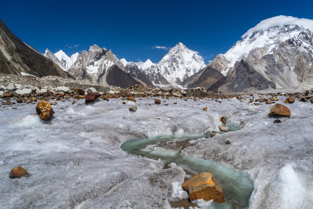 Broad Peak and K2 mountains are seen from a glacier in Pakistan. Photo: Getty Images