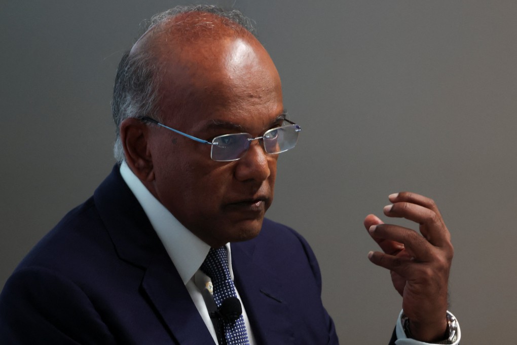 Senior Minister K. Shanmugam speaks at a summit in Singapore on July 9, 2025. Photo: Reuters