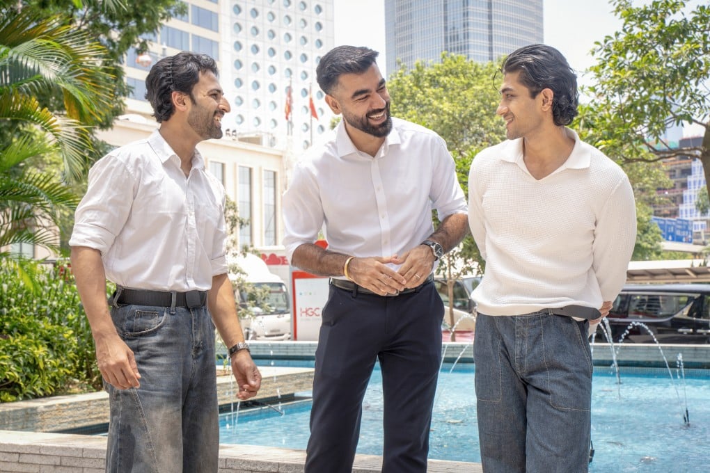 Hong Kong actors (from left) Karan Cholia, Inderjeet Singh and Bipin Karma at Statue Square, Central. Photo: Alexander Mak